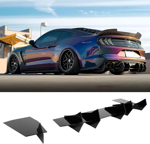جناح خلفي لجناح السيارة لسيارة Ford Mustang 2015-2023 (Fastback/Convertible/GT/S650/Ecoboost/Dark Horse/Premium) جميع الموديلات، ملحقات جناح Mustang (أسود لامع) in Kuwait