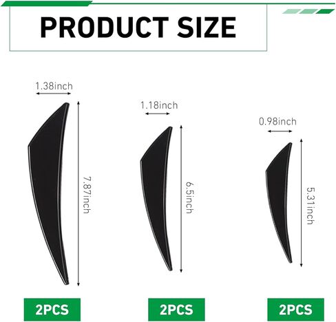 WZP 6 PCS Car Spoiler Canards Kit, Self-Adhesive Auto Front Bumper Lip Spoilers, Body Anti-Scratch Splitter Decoration, Universal Car Exterior Accessories for SUV, Sedan, Truck (Glossy Black) in Saudi Arabia