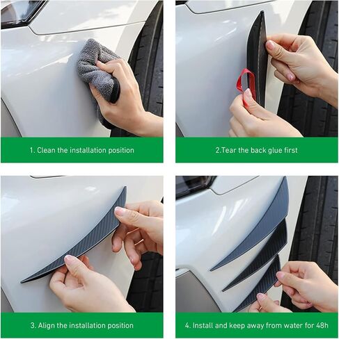 WZP 6 PCS Car Spoiler Canards Kit, Self-Adhesive Auto Front Bumper Lip Spoilers, Body Anti-Scratch Splitter Decoration, Universal Car Exterior Accessories for SUV, Sedan, Truck (Glossy Black) in Saudi Arabia