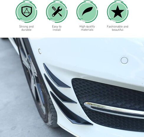 WZP 6 PCS Car Spoiler Canards Kit, Self-Adhesive Auto Front Bumper Lip Spoilers, Body Anti-Scratch Splitter Decoration, Universal Car Exterior Accessories for SUV, Sedan, Truck (Glossy Black) in Saudi Arabia