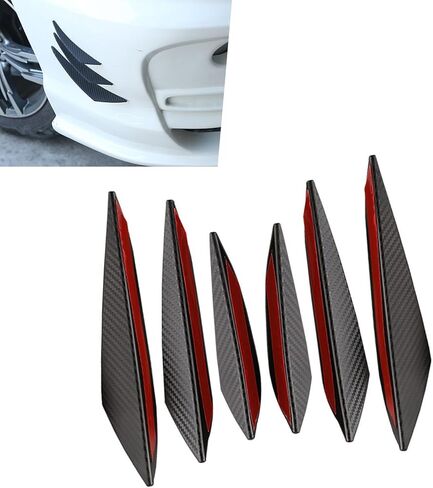 WZP 6 PCS Car Spoiler Canards Kit, Self-Adhesive Auto Front Bumper Lip Spoilers, Body Anti-Scratch Splitter Decoration, Universal Car Exterior Accessories for SUV, Sedan, Truck (Glossy Black) in Saudi Arabia