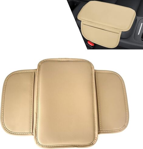 Car Center Console Cover, Car Leather Armrest Pad with 2 Storage Pockets, Center Console Anti-Scratch Booster Cushion, Universal Console Protector for Most Cars, SUVs and Trucks (Black) in Saudi Arabia