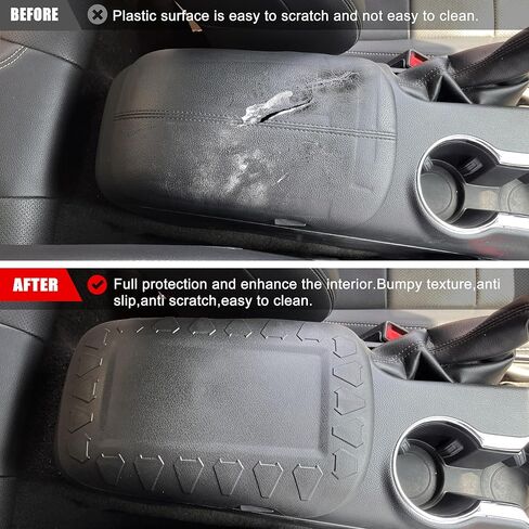 Black Center Console Armrest Cover Compatible with 2015-2024 Mustang GT, TPE Black Scratch Resistance Armrest Cover for Mustang 2015-2024 Interior Accessories in Saudi Arabia