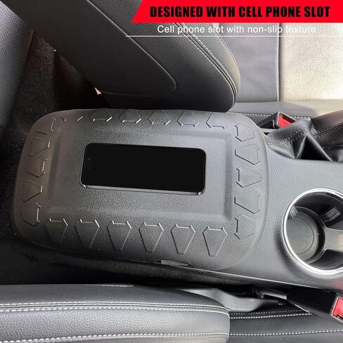 Black Center Console Armrest Cover Compatible with 2015-2024 Mustang GT, TPE Black Scratch Resistance Armrest Cover for Mustang 2015-2024 Interior Accessories in Saudi Arabia