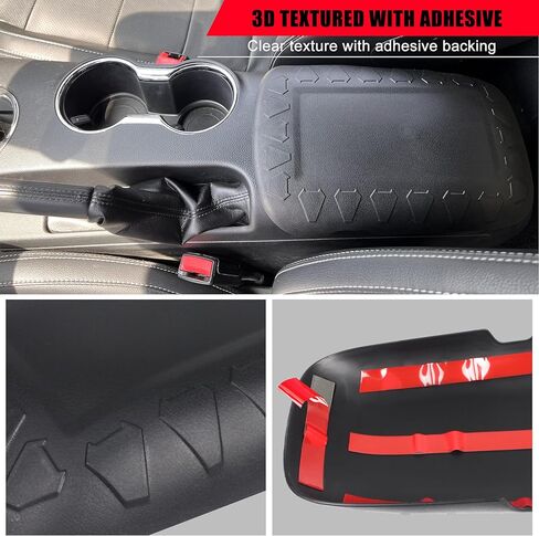 Black Center Console Armrest Cover Compatible with 2015-2024 Mustang GT, TPE Black Scratch Resistance Armrest Cover for Mustang 2015-2024 Interior Accessories in Saudi Arabia