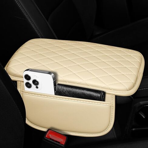 Upgraded Car Center Console Cover Fit for Subaru Forester Thick Leather Car Armrest Cover with 2 Storage Pockets,Cup Holder,Phone Slot(Black) in Saudi Arabia