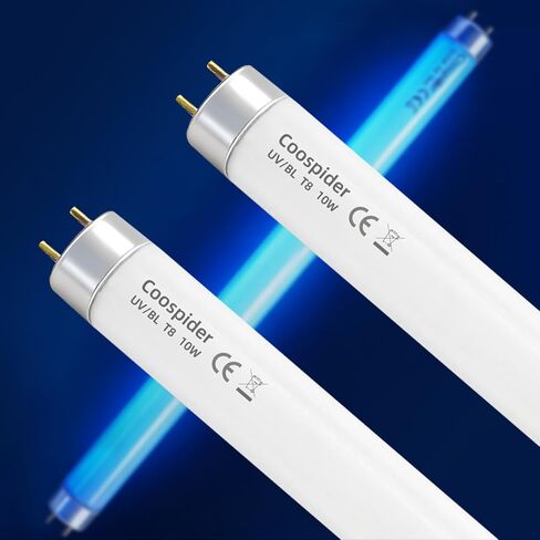 COOSPIDER 2-Pack T8 F10 U/V BL 10W Replacement Light Bulb CFL Fluorescent Straight Tube 13 Inch in Kuwait