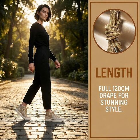 NIIIYTYB 1Pair Rhinestone Shoe Laces Glitter Sparkle Shoelaces for Sneakers Gold Round Sparkly Boot Strings Bling Rope Laces for Tall Boots and Fashion Shoes in Saudi Arabia
