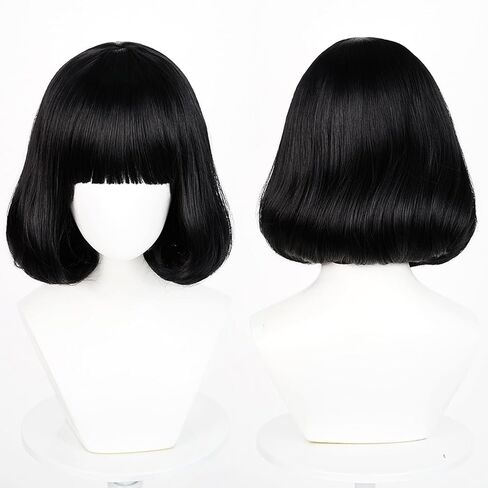 LABEAUTÉ Smoke Pink Bob Wig with Bangs for Women Men, 12.99 Inch Synthetic Cosplay Wig,Natural Looking,Soft & Lightweight,Heat Resistant,Easy to Style for Daily Wear,Party & Cosplay + Cap in Kuwait