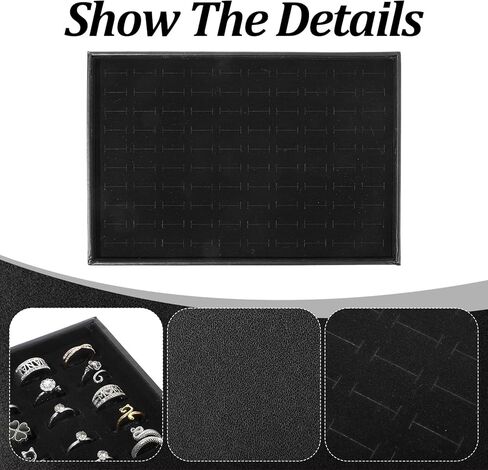3 Pcs Ring Organizer Dish Tray, Stackable Jewelry Organizer Trays for Drawer, 100 Slots Rings Jewelry Displays for Selling (Black) in Saudi Arabia