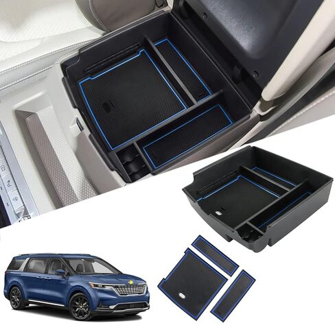 منظم وحدة التحكم المركزية Gah 2024 Carnival 2025 متوافق مع Kia Carnival KA4 MPV 2022 2023 2024 2025 الملحقات الداخلية صندوق تخزين مسند الذراع قفاز حاوية صينية إدخال ثانوية (أسود) in Kuwait