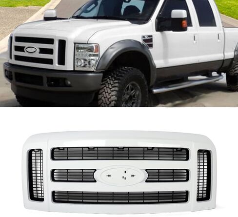 MIC Front Grille Grill Assembly Compatible with F250 F350 F450 F550 F-250 F-350 F-450 F-550 Super Duty 2008-2010 (Chrome) in Saudi Arabia