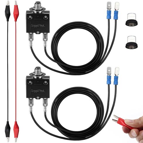 مجموعة الصمامات القابلة لإعادة الضبط 3AMP و5AMP، جهاز اختبار الصمامات لقاطع الدائرة الكهربائية، 24 فولت تيار متردد/تيار مستمر و125/250 فولت تيار متردد، أدوات HVAC، مع قطعتين من مشابك التمساح 17.5 بوصة / سلك نحاسي 14 AWG للاختبار الكهربائي in Kuwait