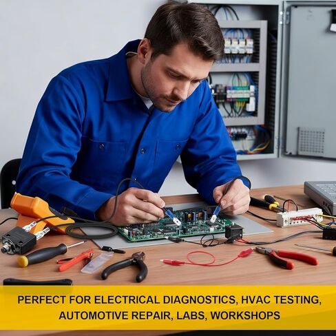 مجموعة الصمامات القابلة لإعادة الضبط 3AMP و5AMP، جهاز اختبار الصمامات لقاطع الدائرة الكهربائية، 24 فولت تيار متردد/تيار مستمر و125/250 فولت تيار متردد، أدوات HVAC، مع قطعتين من مشابك التمساح 17.5 بوصة / سلك نحاسي 14 AWG للاختبار الكهربائي in Kuwait