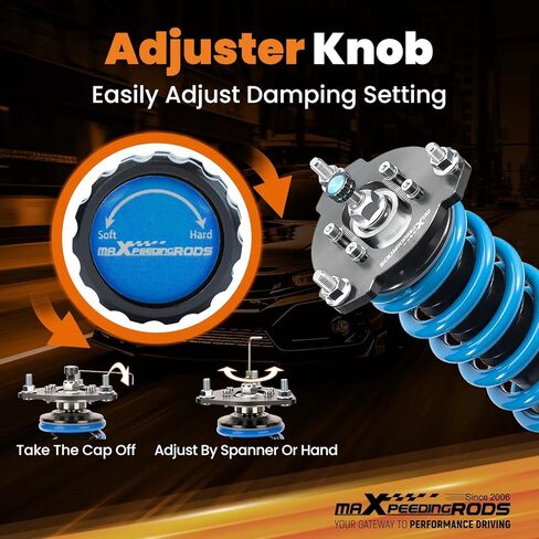 maxpeedingrods Coilover لسيارة Toyota Venza FWD 2009-2015، لسيارة Toyota Highlander FWD 2008-2013، طقم تعليق Coilovers قابل للتعديل بـ 24 مستوى، مجموعات خفض مطورة T6 قابلة للتعديل، أزرق in Saudi Arabia