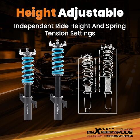 maxpeedingrods Coilover لسيارة Toyota Venza FWD 2009-2015، لسيارة Toyota Highlander FWD 2008-2013، طقم تعليق Coilovers قابل للتعديل بـ 24 مستوى، مجموعات خفض مطورة T6 قابلة للتعديل، أزرق in Saudi Arabia