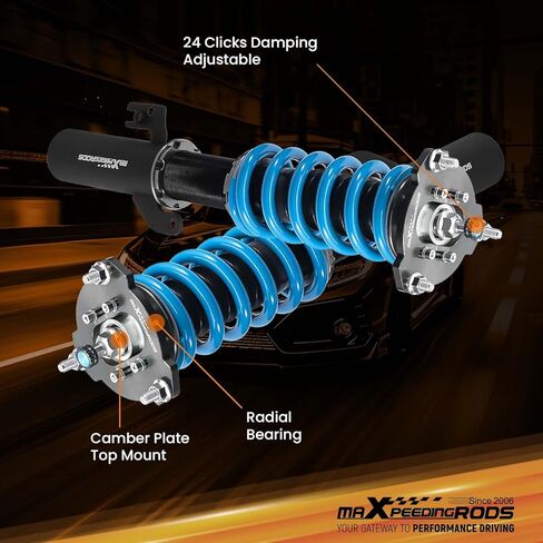 maxpeedingrods Coilover لسيارة Toyota Venza FWD 2009-2015، لسيارة Toyota Highlander FWD 2008-2013، طقم تعليق Coilovers قابل للتعديل بـ 24 مستوى، مجموعات خفض مطورة T6 قابلة للتعديل، أزرق in Saudi Arabia