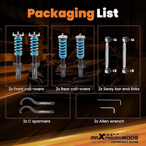 maxpeedingrods Coilover لسيارة Toyota Venza FWD 2009-2015، لسيارة Toyota Highlander FWD 2008-2013، طقم تعليق Coilovers قابل للتعديل بـ 24 مستوى، مجموعات خفض مطورة T6 قابلة للتعديل، أزرق in Saudi Arabia