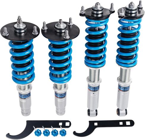 FAPO PS+ Coilovers لـ Mitsubishi Galant 1994-2003، لـ Mitsubishi Eclipse 1995-1999، 16 مستوى تخميد قابل للتعديل ارتفاع أحادي الأنبوب لخفض مجموعات دعامة التعليق (أزرق) in Saudi Arabia