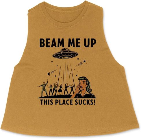 Beam Me Up This Place Sucks Racerback Crop Tank Top Women's in Saudi Arabia