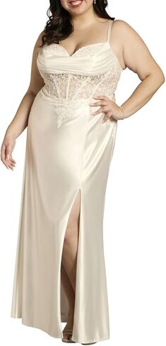 David's Bridal Sculpting Satin Illusion Lace Bodice Mermaid Dress in Saudi Arabia