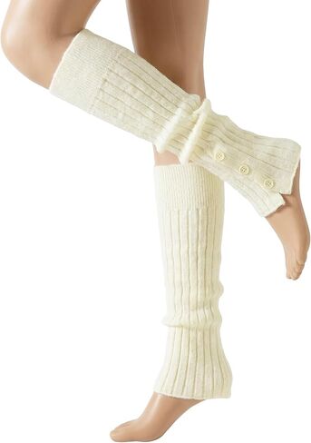Yawlsow Knit Leg Warmers for Women Girls, Button Thick Fluffy Winter Long Socks JK Y2k 80s Ribbed Dance ballet Party Skating in Saudi Arabia