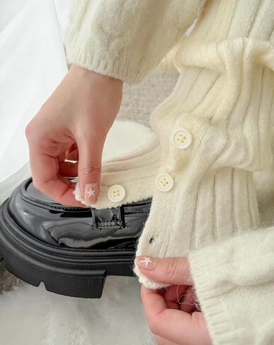 Yawlsow Knit Leg Warmers for Women Girls, Button Thick Fluffy Winter Long Socks JK Y2k 80s Ribbed Dance ballet Party Skating in Saudi Arabia