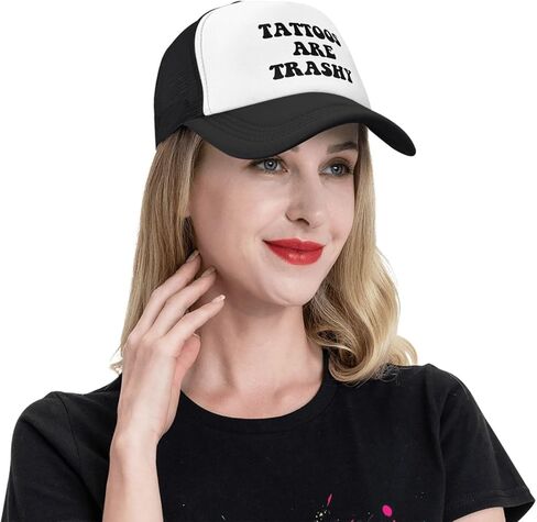 الوشم عبارة عن قبعة سائق شاحنة مضحكة من أجل الفكاهة للبالغين، قبعات بيسبول رياضية شبكية قابلة للتعديل للنساء والرجال باللون الأسود in Kuwait