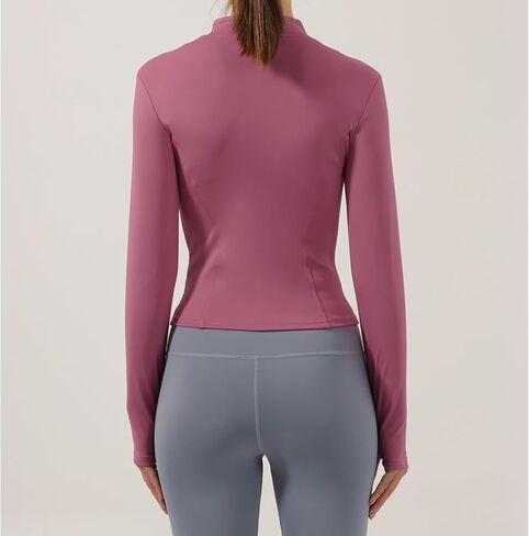 Women's Lightweight Stretchy Workout Full Zip Running Track Jacket with Thumb Holes in Saudi Arabia