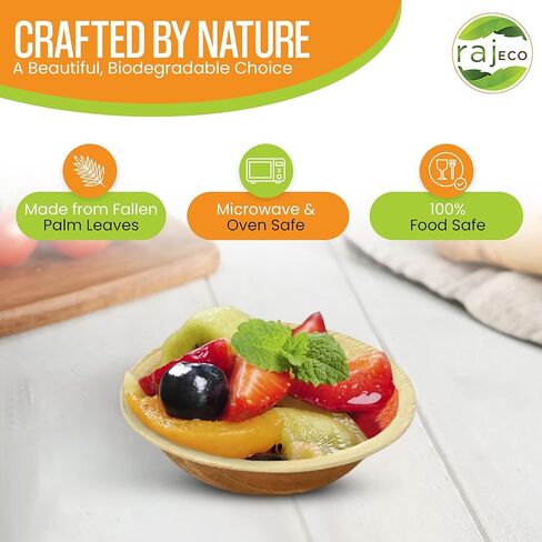 أوعية راج للاستعمال مرة واحدة من أوراق النخيل (100 عدد، 4 أوعية) وعاء قوي مثل وعاء حفلات الخيزران - أدوات مائدة مزخرفة قابلة للتحلل للغداء والعشاء وأعياد الميلاد والتخييم وفي الهواء الطلق والنزهة والحفلات in Kuwait