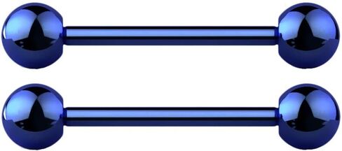 Pierced Owl 14G G23 Implant Grade Solid Titanium PVD Plated Internally Threaded Nipple Barbells, Sold as a Pair (Blue, 12mm (1/2")) in Saudi Arabia