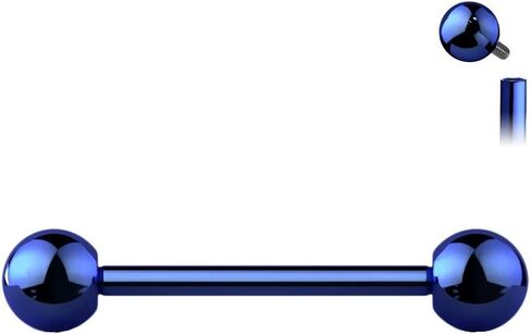 Pierced Owl 14G G23 Implant Grade Solid Titanium PVD Plated Internally Threaded Nipple Barbells, Sold as a Pair (Blue, 12mm (1/2")) in Saudi Arabia