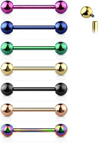 Pierced Owl 14G G23 Implant Grade Solid Titanium PVD Plated Internally Threaded Nipple Barbells, Sold as a Pair (Blue, 12mm (1/2")) in Saudi Arabia