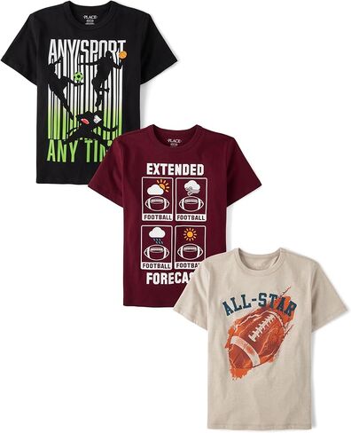 The Children's Place Boys Short Sleeve Graphic T-Shirts,Multipacks, Sports 5-Pack in Saudi Arabia