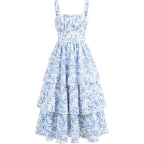 فستان Verdusa للفتيات طويل ذو طبقات من الزهور بدون أكمام، فستان ربيعي in Kuwait