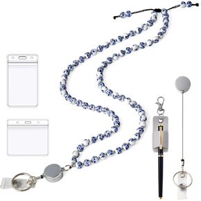 Beaded Lanyard For ID Badges and Keys, Lanyards For ID Badges, Necklanyard For Women, Retractable Teacher Lanyards in Saudi Arabia