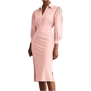Fall Dresses for Women Fashion Bodycon Long Sleeve V Neck Party Club Outfits Going Out Business Casual Mini Dress in Kuwait