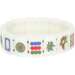 POPETPOP Chinese Mahjong Bracelet Creative Bangle: Mahjong Stretchy Bracelet with Box for Valentine's Day Unisex Women Men, 2. 55 X 2. 55 X 0. 71 in in Saudi Arabia