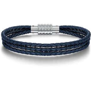 Genuine Leather Bracelet for Men - Stainless Steel Clasp & - Gift for Him, Boyfriend, Husband in Kuwait