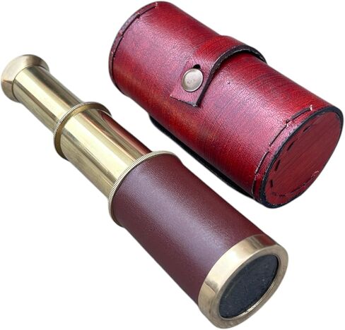 القراصنة تلسكوب Spyglass Captains للهدايا الكبار المحمولة القابلة للطي المحمولة أحادية العين مغامرة مصنع النحاس الزخرفية البحرية لصندوق الجلود Spyglass البحرية والخارجية in Kuwait