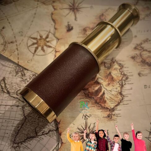 القراصنة تلسكوب Spyglass Captains للهدايا الكبار المحمولة القابلة للطي المحمولة أحادية العين مغامرة مصنع النحاس الزخرفية البحرية لصندوق الجلود Spyglass البحرية والخارجية in Kuwait
