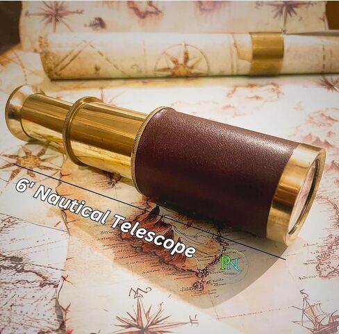القراصنة تلسكوب Spyglass Captains للهدايا الكبار المحمولة القابلة للطي المحمولة أحادية العين مغامرة مصنع النحاس الزخرفية البحرية لصندوق الجلود Spyglass البحرية والخارجية in Kuwait