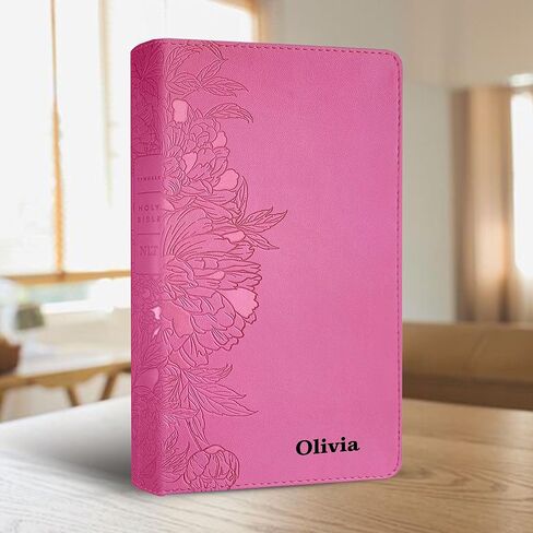 Personalized Premium Large Print NLT Holy Bible with Custom Name in Black | Christian Large Print New Living Translation Bible Gift for Religious Celebrations | Pink in Saudi Arabia