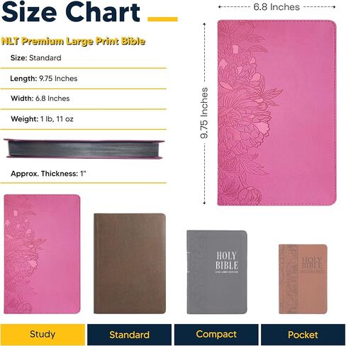 Personalized Premium Large Print NLT Holy Bible with Custom Name in Black | Christian Large Print New Living Translation Bible Gift for Religious Celebrations | Pink in Saudi Arabia
