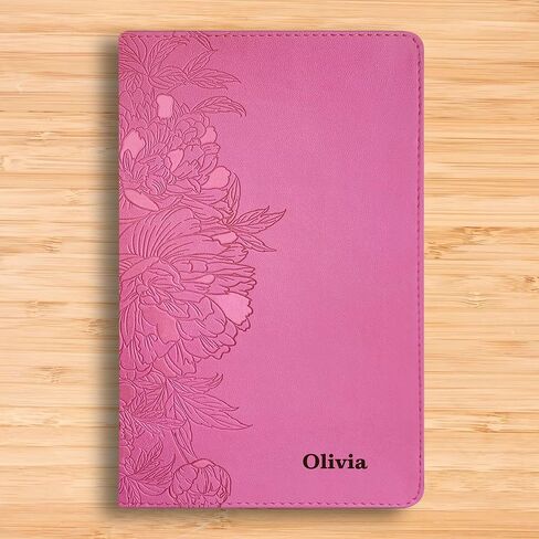Personalized Premium Large Print NLT Holy Bible with Custom Name in Black | Christian Large Print New Living Translation Bible Gift for Religious Celebrations | Pink in Saudi Arabia