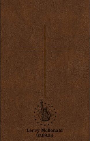 Printualist Personalized Bible with USA Flag, Patriotic Designs and Name Engraved, The Message Deluxe Gift Bible, Brown Cross, Faux Leather in Kuwait