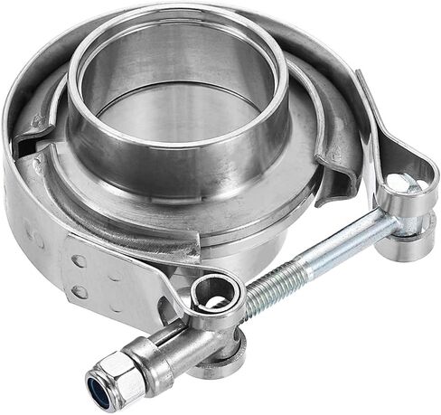 HARFINGTON 2pcs V Band Clamp with Flange 3 Inch 304 Stainless Steel Male Female V-Band Exhaust Clamp Flange Kit for Auto, Silver in Saudi Arabia