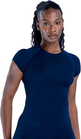 Short Sleeve Workout Tops for Women, Cropped Workout Shirts Slim Fit Crew Neck Seamless Athletic Gym T-Shirts in Saudi Arabia