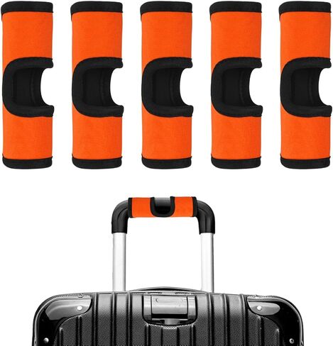 Luggage Handle Wrap [5PCS] - Neoprene Luggage Identifiers Hollow Design Use for Push-Button Suitcase & Trolley Case - [Orange-6IN/15CM] Comfort Grip Handle Cover in Saudi Arabia