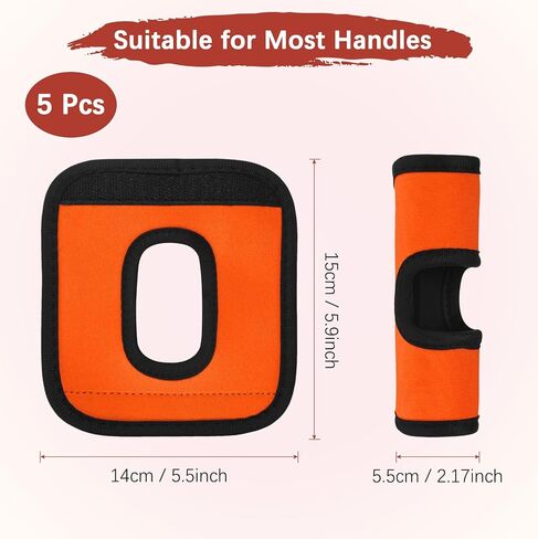 Luggage Handle Wrap [5PCS] - Neoprene Luggage Identifiers Hollow Design Use for Push-Button Suitcase & Trolley Case - [Orange-6IN/15CM] Comfort Grip Handle Cover in Saudi Arabia